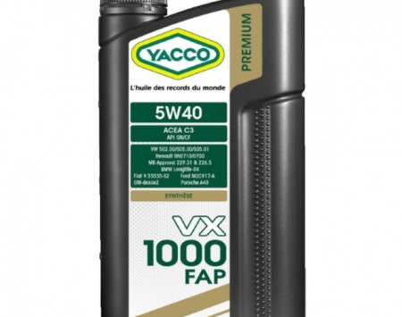 HUILE YACCO 5W40 VX 1000 FAP - 2 LITRES